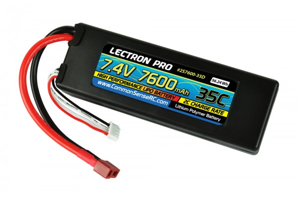 COMMON SENSE Lectron Pro 7.4V 7600mAh 35C Lipo Battery with Deans-type Connector (2S7600-35D)